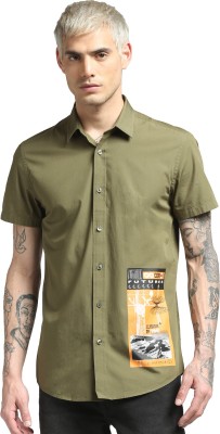 JACK & JONES Men Graphic Print Casual Green Shirt