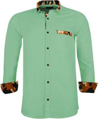 Indi Hemp Men Solid Casual Light Green Shirt