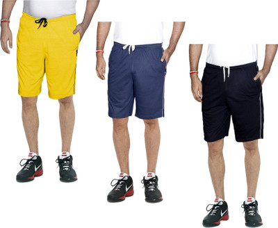 IndiWeaves Solid Men Black, Dark Blue Bermuda Shorts