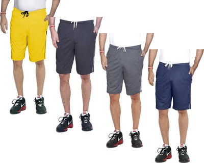 Indistar Solid Men Yellow Bermuda Shorts
