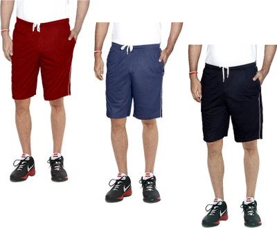 KAVYA Solid Men Maroon Bermuda Shorts