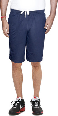 KAVYA Solid Men Dark Blue Bermuda Shorts