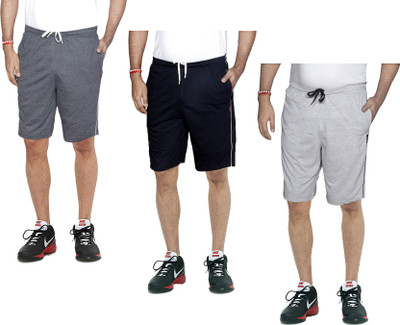 KAVYA Striped Men Dark Grey Bermuda Shorts
