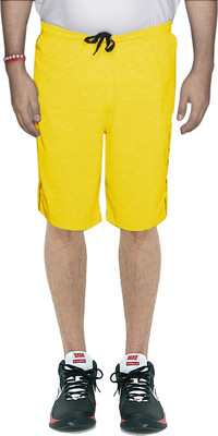 KAVYA Solid Men Yellow Bermuda Shorts