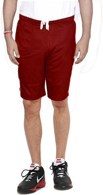 KAVYA Solid Men Maroon Bermuda Shorts