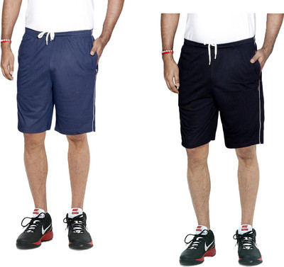 KAVYA Solid Men Dark Blue Bermuda Shorts