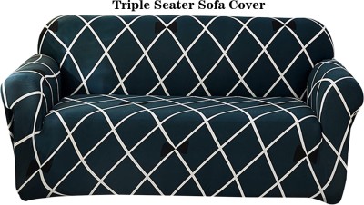 HOUSE OF QUIRK Polyester Checkered Sofa Cover(Blue Pack of 1)