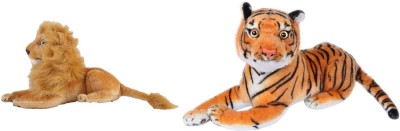 Kraftix Combo Of Lion (32 cm) & Tiger (40 cm) Stuffed Plush Soft Toy KSTLION32TIGER40  - 32.02 cm(Multicolor)