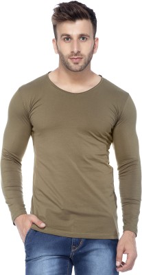 Tinted Solid Men Round Neck Green T-Shirt