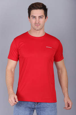AXOLOTL Solid Men Round Neck Red T-Shirt