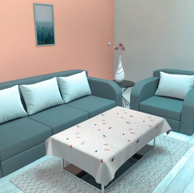 WONDERLAND Abstract 4 Seater Table Cover(White, Cotton)