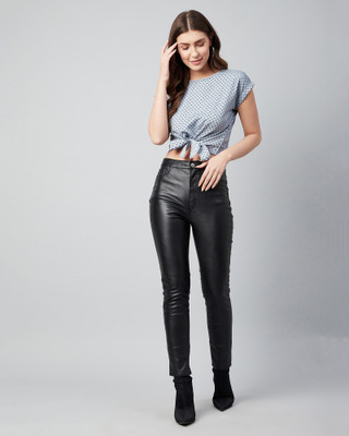 Chimpaaanzee Casual Polka Print Women Grey Top