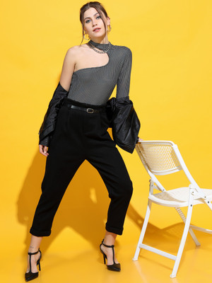 Tokyo Talkies Party Polka Print Women Black Top