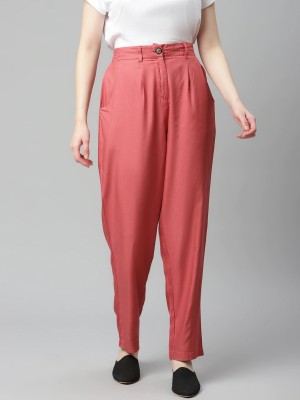 PLUSS Regular Fit Women Pink Trousers