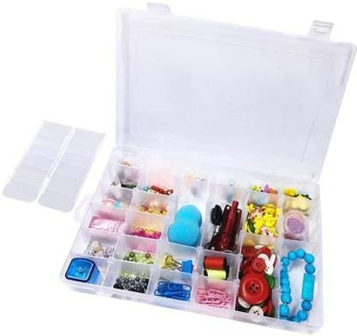 ADJO 36 Grids Clear Plastic Storage Box Vanity Box Clear (Pack of 1 ) 36 Grids Clear Plastic Storage Box Vanity Box(Transparent)