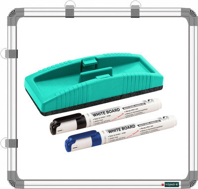 YAJNAS Non Magnetic 2 X 2 Feet, Double-Sided Writing White & Chalk board & 2 Markers and 1 Duster Whiteboards and Duster Combos(Set of: 4, White, Green)