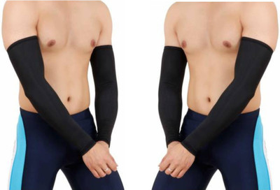 MUNTUN Cotton Arm Sleeve For Men & Women(Free, Black)