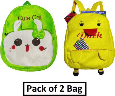 Cyber Sales Cute Cat & Duck Kids School Bag Soft School Backpacks Nursery Class Soft Bag. 10 L Backpack(Multicolor)