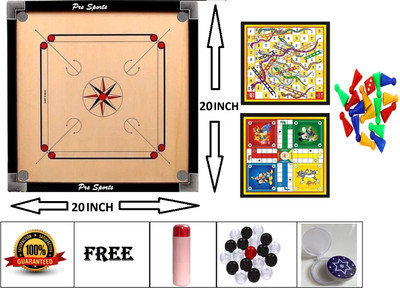 PRSSPORTS Present Small 20 inch Combo Pack (Free Ludo , Crystal Coin, & Powder) 5 cm Carrom Board(Multicolor)