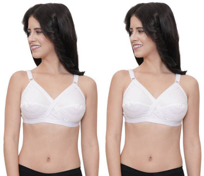 FEMULA Cotton Bra Full Coverage Women T-Shirt Non Padded Bra(White)