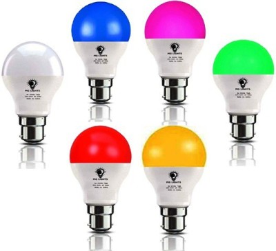 mg lights 9 W Arbitrary B22 LED Bulb(White, Red, Green, Blue, Pink, Yellow, Pack of 6)