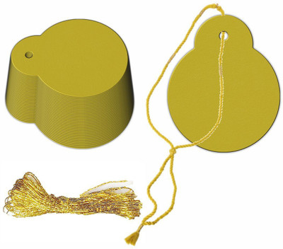 KREEPO Writable Tags Craft Paper with Golden String for Party & Celebration Gift Tag Non-Adhesive Paper Label(Kiwi)