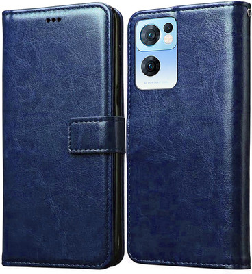 Casotec Flip Cover for Oppo Reno7 5G(Blue, Pack of: 1)