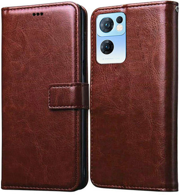 Casotec Flip Cover for Oppo Reno7 5G(Brown, Pack of: 1)
