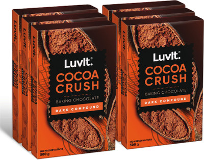 LuvIt Cocoa Crush - Dark Compound Bar | Perfect for Baking, Frosting, Chocolate Making Bars(6 x 500 g)