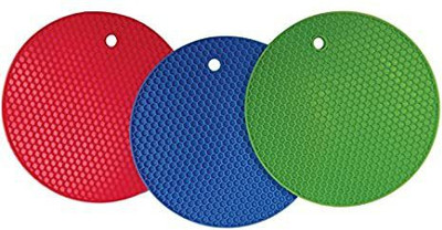 MOBONE Round Reversible Rubber Coaster Set(Pack of 3)