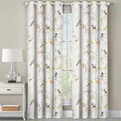 Vmd 274 cm (9 ft) Polyester Room Darkening Long Door Curtain (Pack Of 2)(Printed, White)