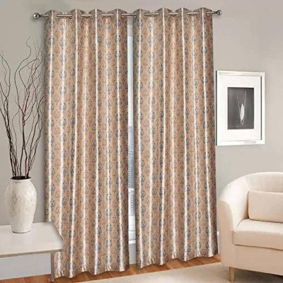 Ad Nx 154 cm (5 ft) Polyester Room Darkening Window Curtain (Pack Of 2)(Printed, Orange)