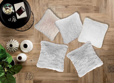 PICKKART Microfibre Solid Cushion Pack of 5(White)