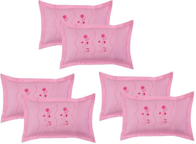 TURIYA Cotton Pillows Cover(40 cm*40 cm, Pack of 6, Pink)