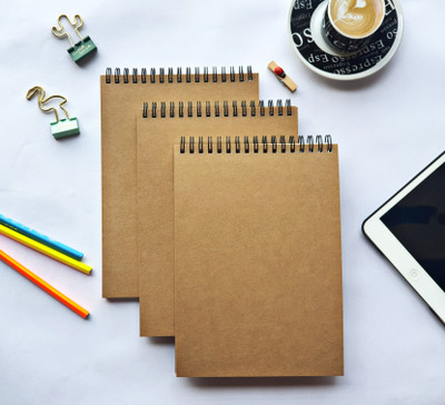 TORTUGA Sketch Book A5 Drawing Notebook for Artists Students A5 Notebook Unruled , 120 GSM ( Pack of 3) 100 Pages(Brown, Pack of 3)