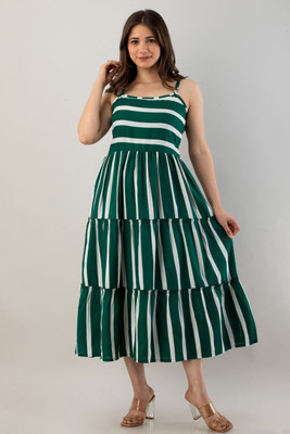 NYAARI Women Fit and Flare Dark Green Mini/Short Dress
