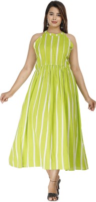 ANNEIV Women Fit and Flare Green Dress