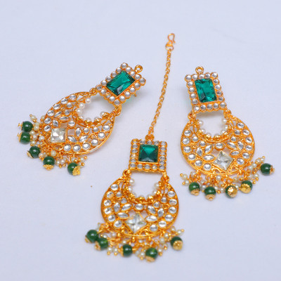 Swarajshop Alloy Gold-plated Green Jewellery Set(Pack of 1)