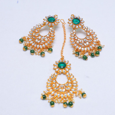 Swarajshop Alloy Gold-plated Green Jewellery Set(Pack of 1)