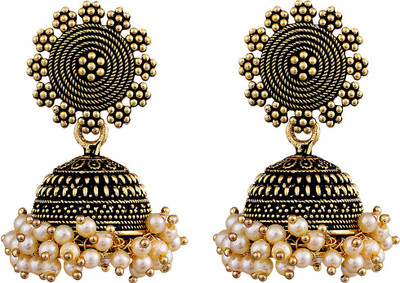 Anish Designer Gold color Jhumka Party wear fancy wedding earrings for women & girls Alloy Jhumki Earring