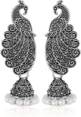 Vivaana Oxidised SilverGerman Sizzling Glittering mayur peacock Earring Women & Girls Pearl German Silver Jhumki Earring