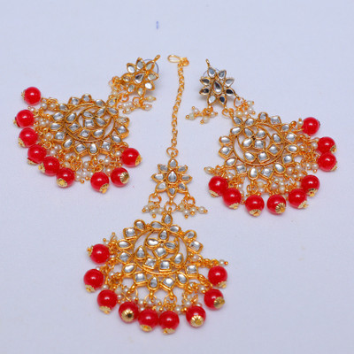 Swarajshop Alloy Gold-plated Red Jewellery Set(Pack of 1)
