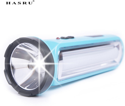 HASRU RECHARGEABLE LED TORCH LIGHT SOURCE 10W LASER LED + TUBE 1 hrs Torch Emergency Light(Multicolor)