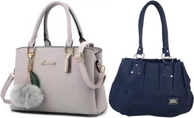 Plama Women Blue, Grey Hand-held Bag(Pack of: 2)