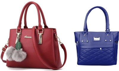 khatushyam collection Women Blue, Red Handbag(Pack of: 2)