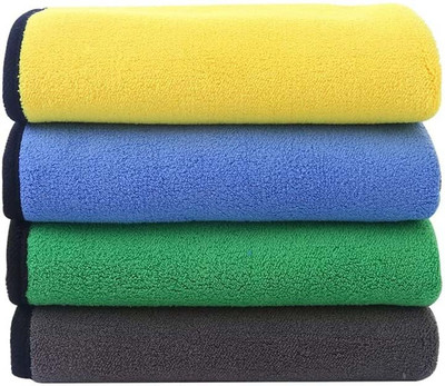 WINKCART Microfiber Double Layered Cloth Extra Thick for Home/Office/Kitchen/Car/Bike Wet and Dry Microfiber Cleaning Cloth(4 Units)