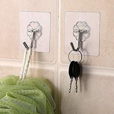 HAPPY TRUST DEALS 5 Pcs Self Adhesive Wall Hooks, Heavy Duty Sticky Hooks for Hanging Hook 5(Pack of 5)