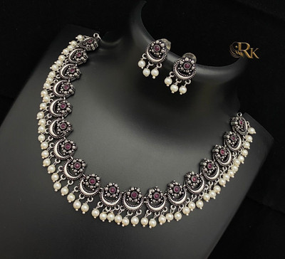 PBM CREATIONS Oxidised Silver Silver, Multicolor, Gold Jewellery Set(Pack of 1)