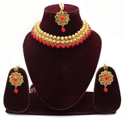Balaji Creation Alloy Red Jewellery Set(Pack of 1)