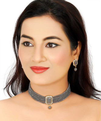 Rhosyn Alloy Gold-plated Grey Jewellery Set(Pack of 1)
